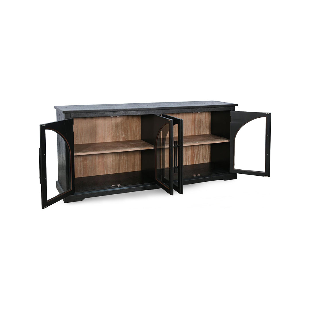 Elena Four Door Cabinet from Sunny Designs, Inc. in Black Solid Wood - Detail view
