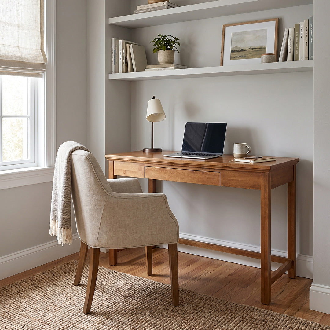 Emmerson Writing Desk from Archbold Furniture Company in Brown Solid Wood, Made in USA - Alternate angle