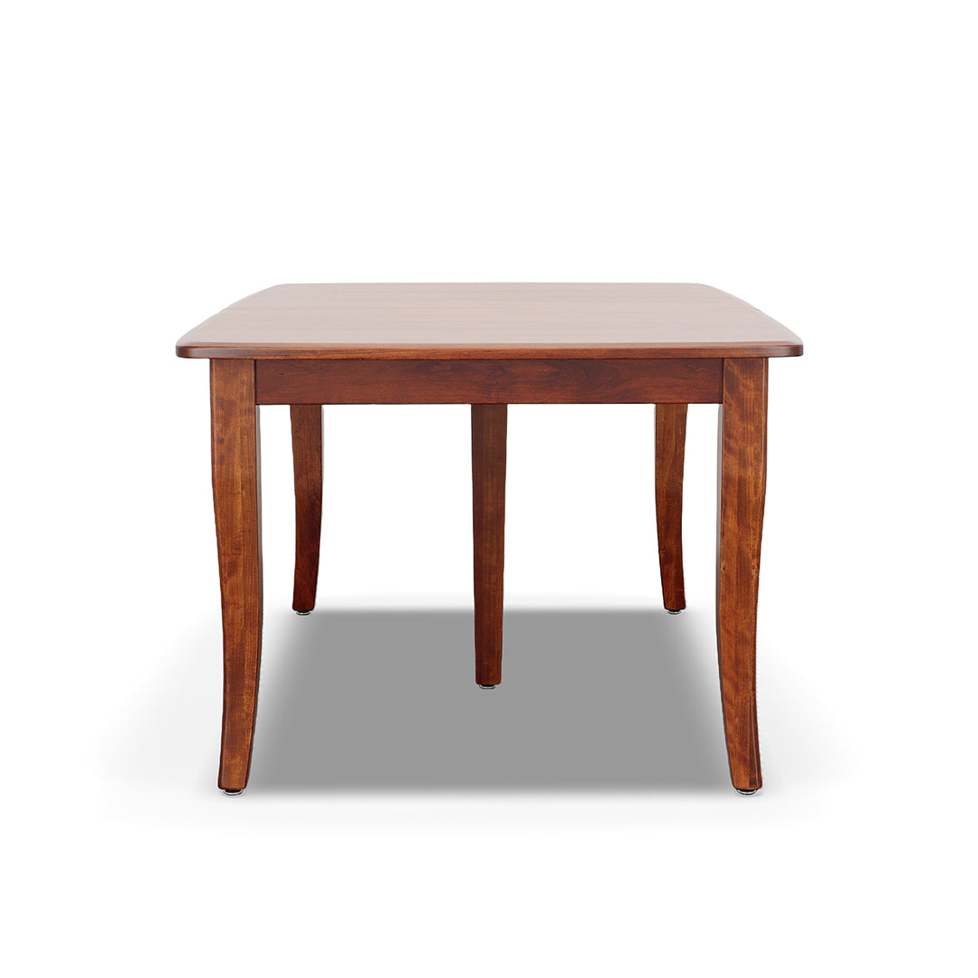 Fairfield Trail Leg Table. Solid Hardwood table made from rustic cherry. Self stores two 12 inch leaves giving you the ability to extend the length of the table during larger gatherings. Center leg support. Custom order options available in store. 
