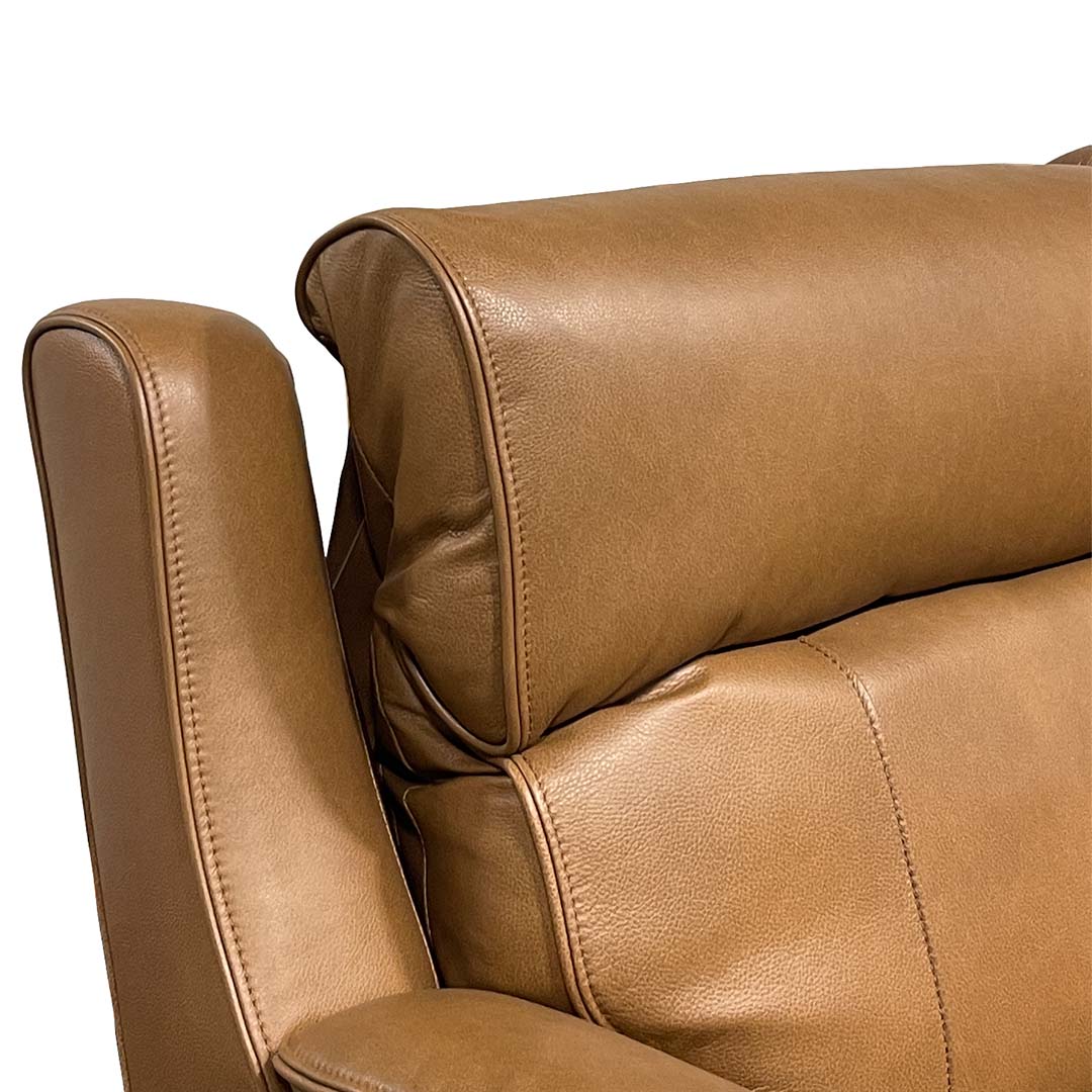 Fonda Leather Power Reclining Sectional (6-Piece) from Cheers in Brown - Reclined position