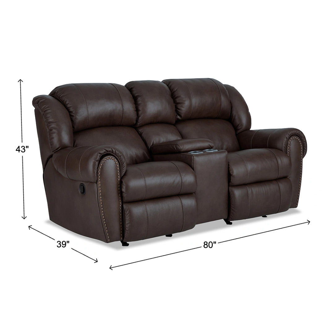 Franklin Leather Power Reclining Loveseat with Console