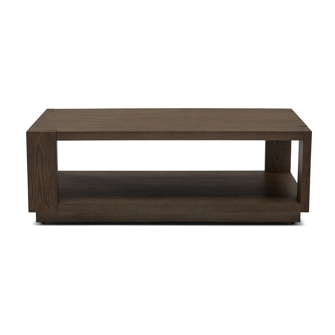 Joybird wooden coffee table with a dark brown finish