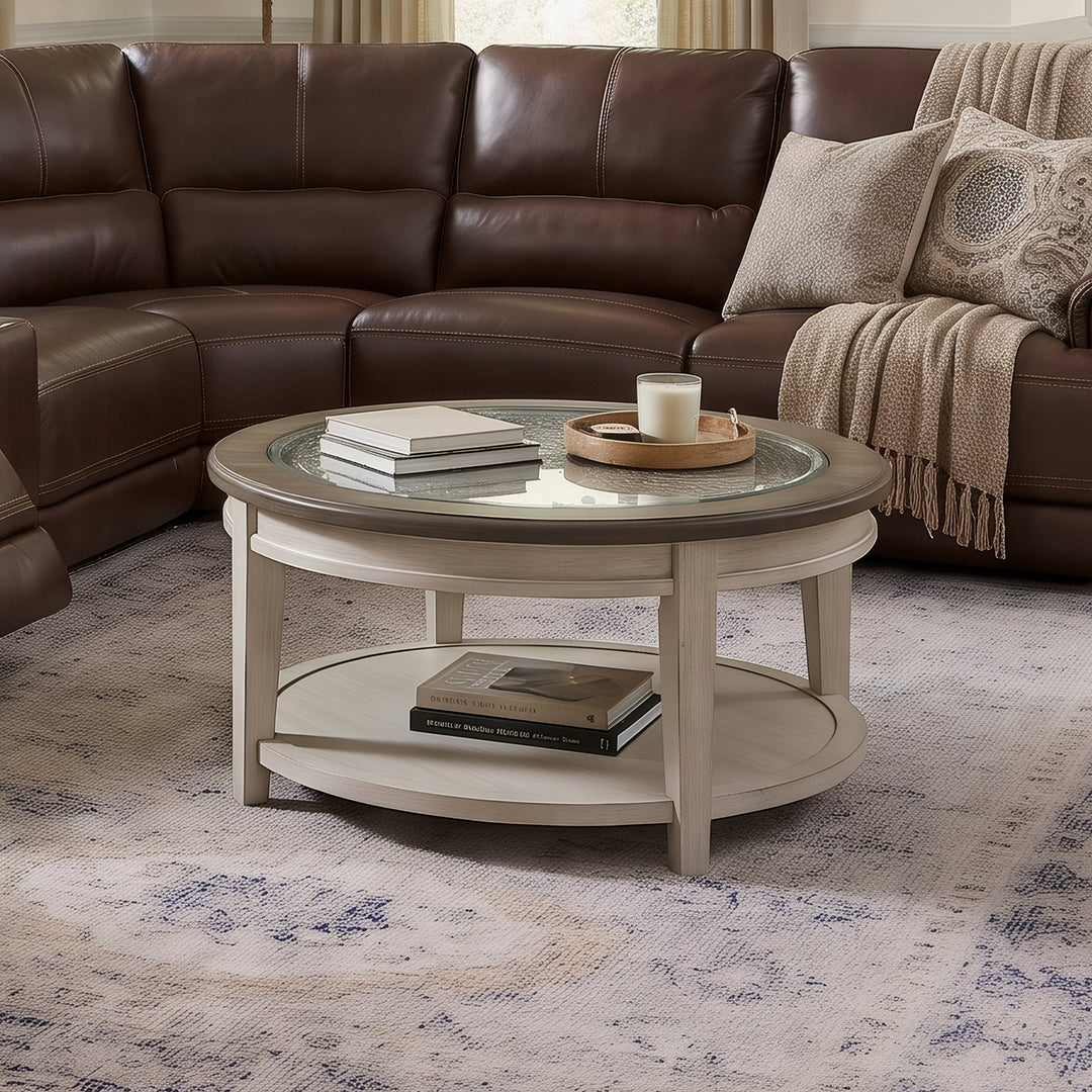 Heartland Round Cocktail Table from Liberty Furniture in White Veneer - Alternate angle