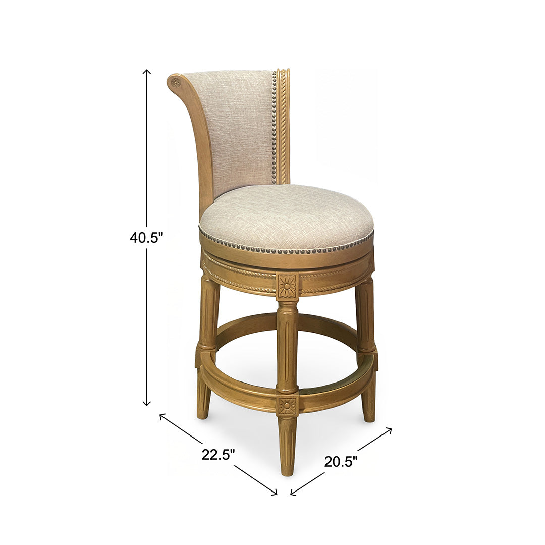 Henry Upholstered Swivel Stool - Beige