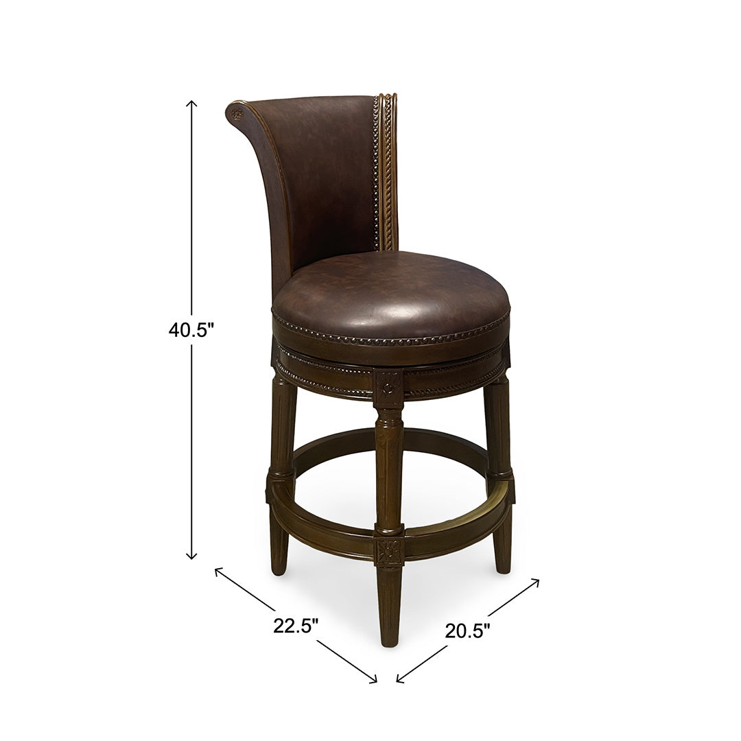 Henry Upholstered Swivel Stool - Brown