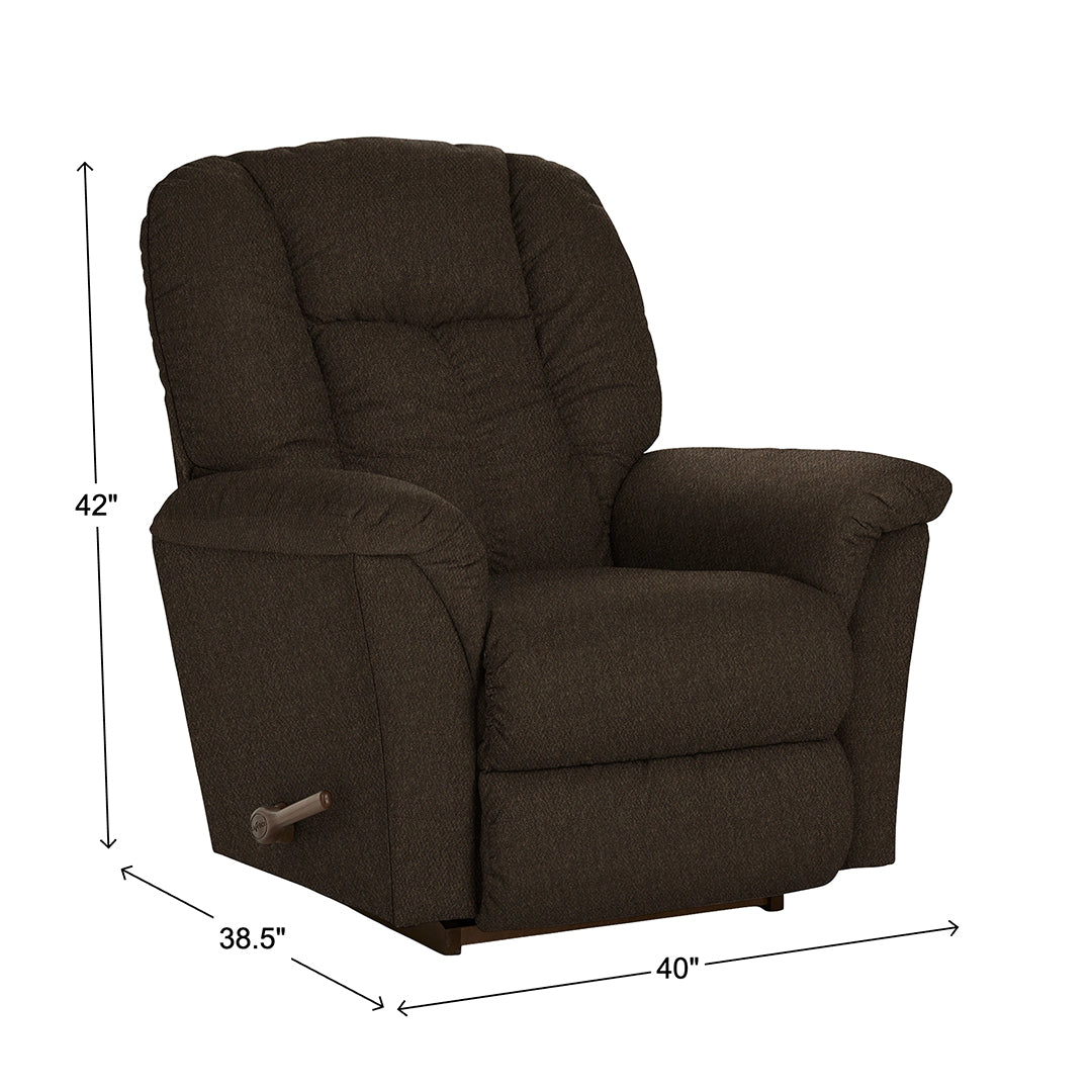 Jasper Rocker Recliner from La-Z-Boy Incorporated in Brown, Made in USA - Reclined position