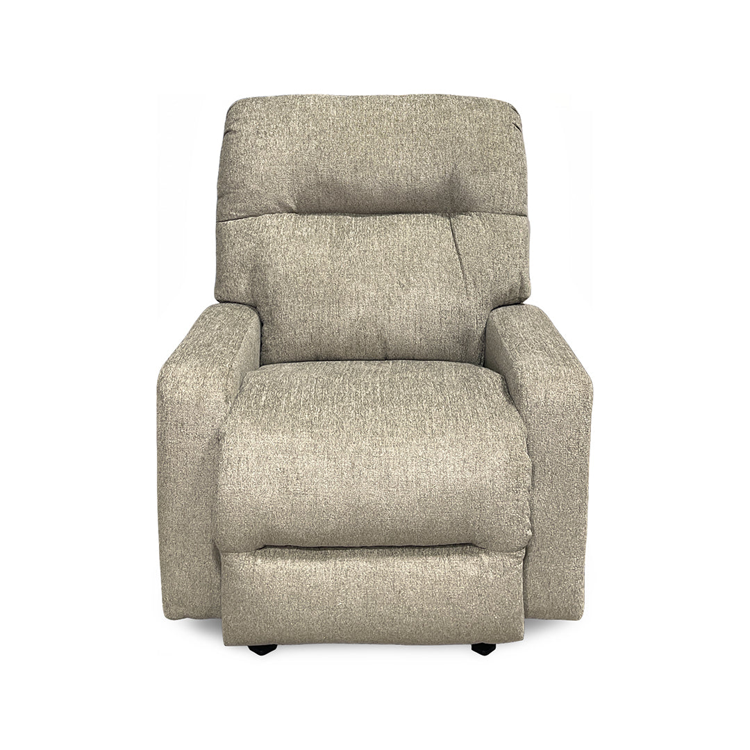 Kenley Space Saver Power Recliner from Best Home Furnishings in Beige Performance Fabric with Power Headrest, Made in USA - Reclined position