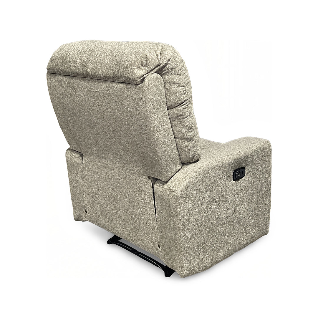 Kenley Space Saver Power Recliner from Best Home Furnishings in Beige Performance Fabric with Power Headrest, Made in USA - Reclined position