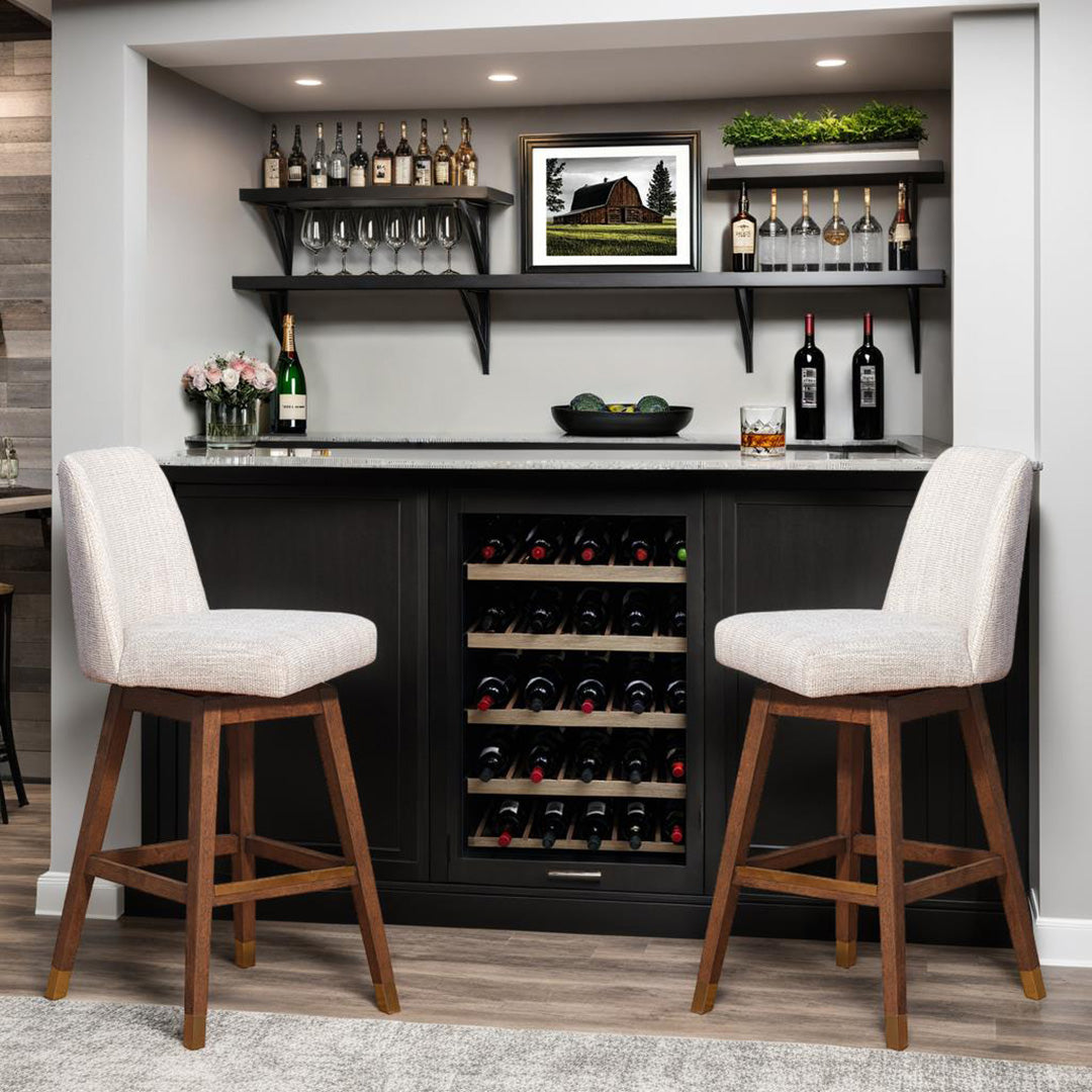 Amelia 360 Upholstered Swivel Stool - Beige