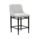 White cushioned bar stool with black metal frame