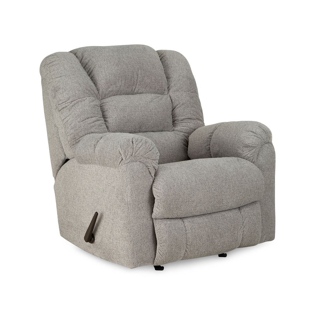 Langford Rocker Recliner from Home Stretch in Polyester with Manual Recline, Made in USA - Reclined position