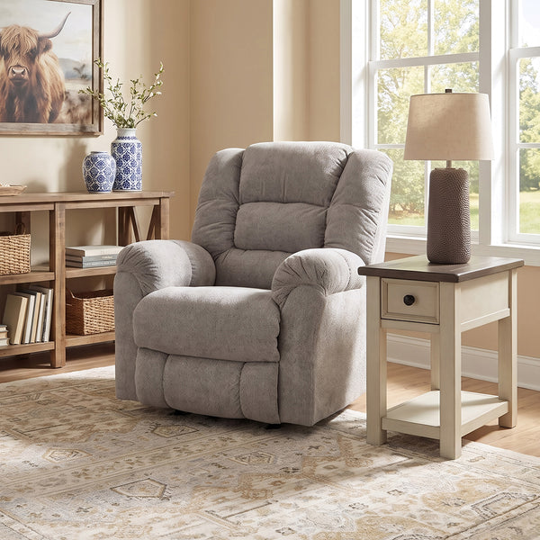 Langford Rocker Recliner from Home Stretch in Polyester, Made in USA - Reclined position