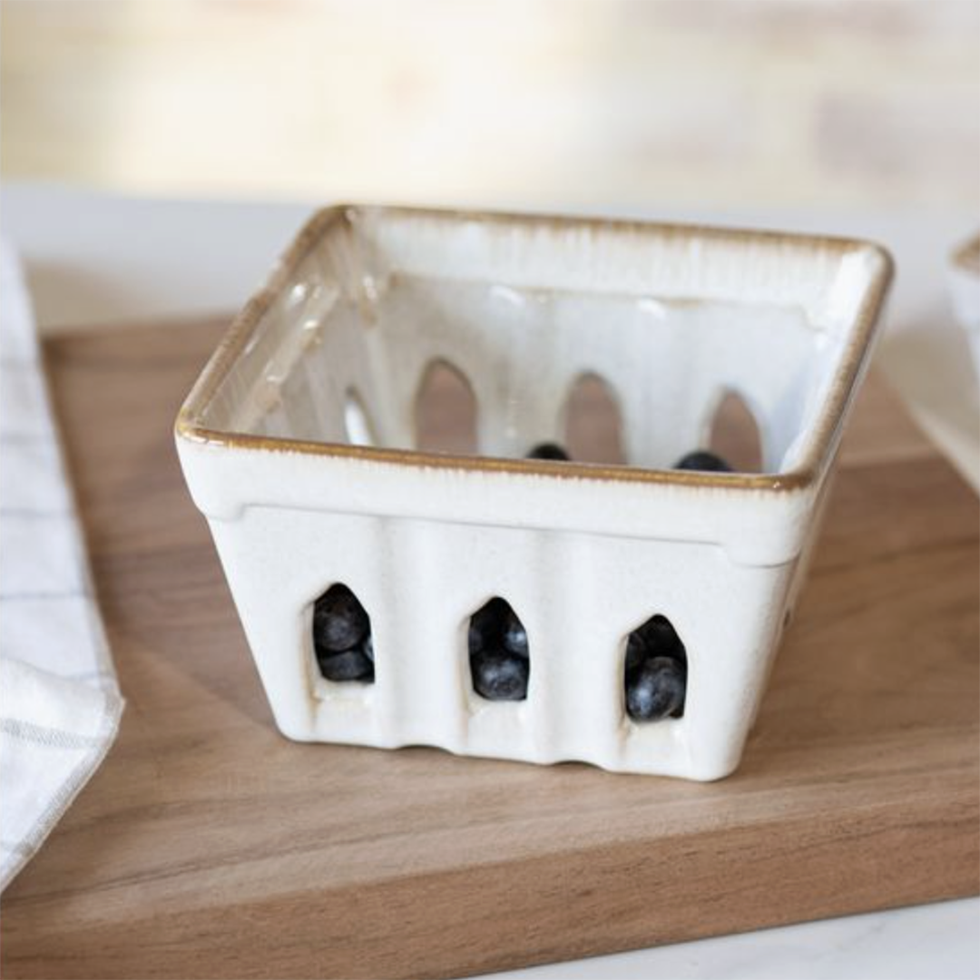 Latte Splatter Berry Basket from P D Home & Garden in White Ceramic - Alternate angle