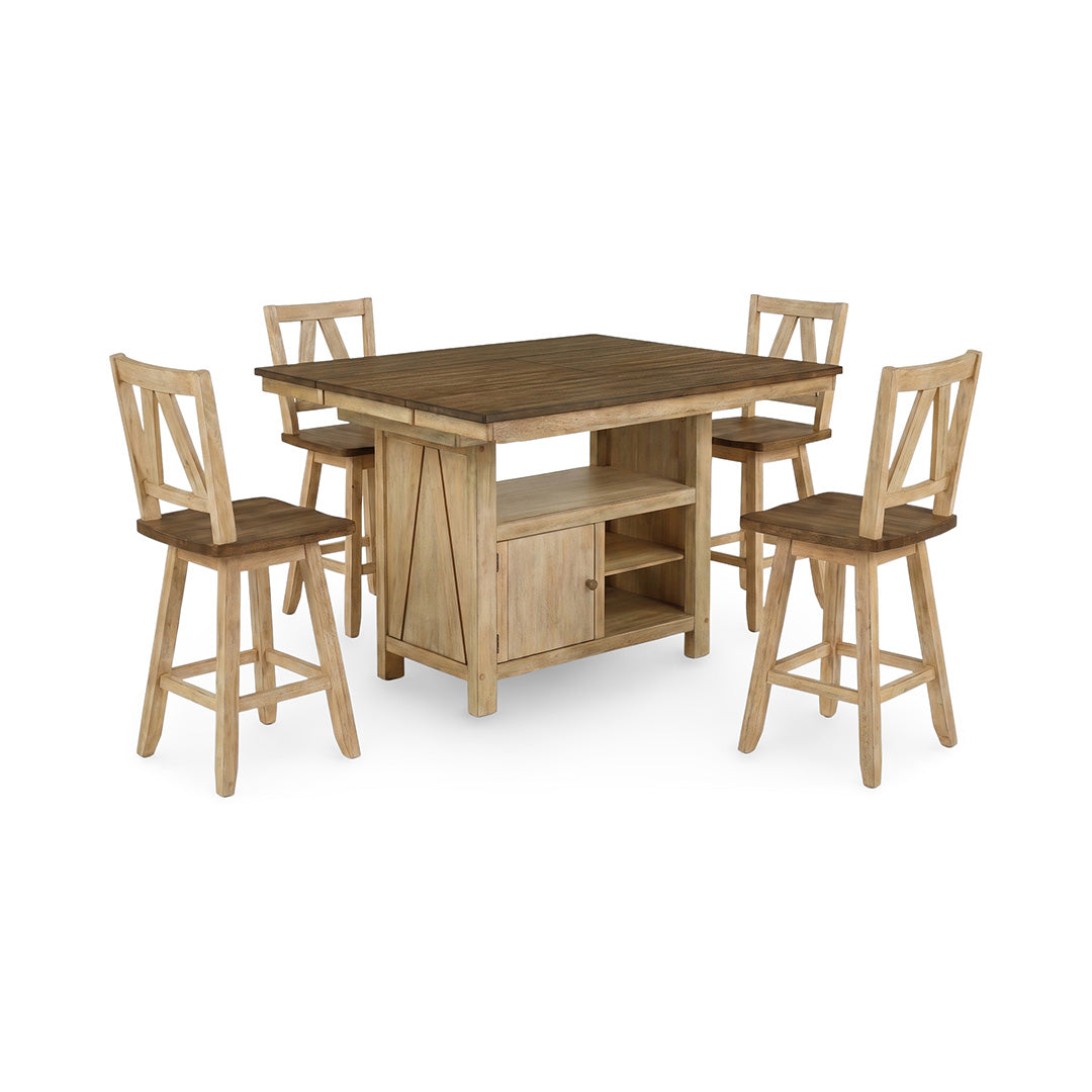 Lindsey Farm Counter Dining Set (5pc) (Seats 4-6) from Liberty Furniture in Veneer with Butterfly Leaf, Extension Leaf - Armrest detail