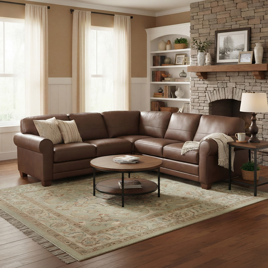 Brown Italian leather sectional