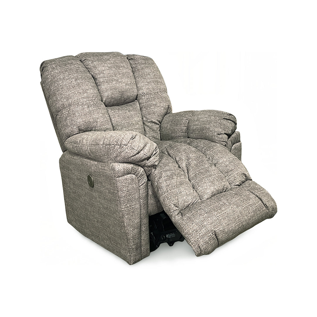 Lucas Power Rocker Recliner from Best Home Furnishings in Gray Polyester with Power Recline, Power Recline, Made in USA - Reclined position