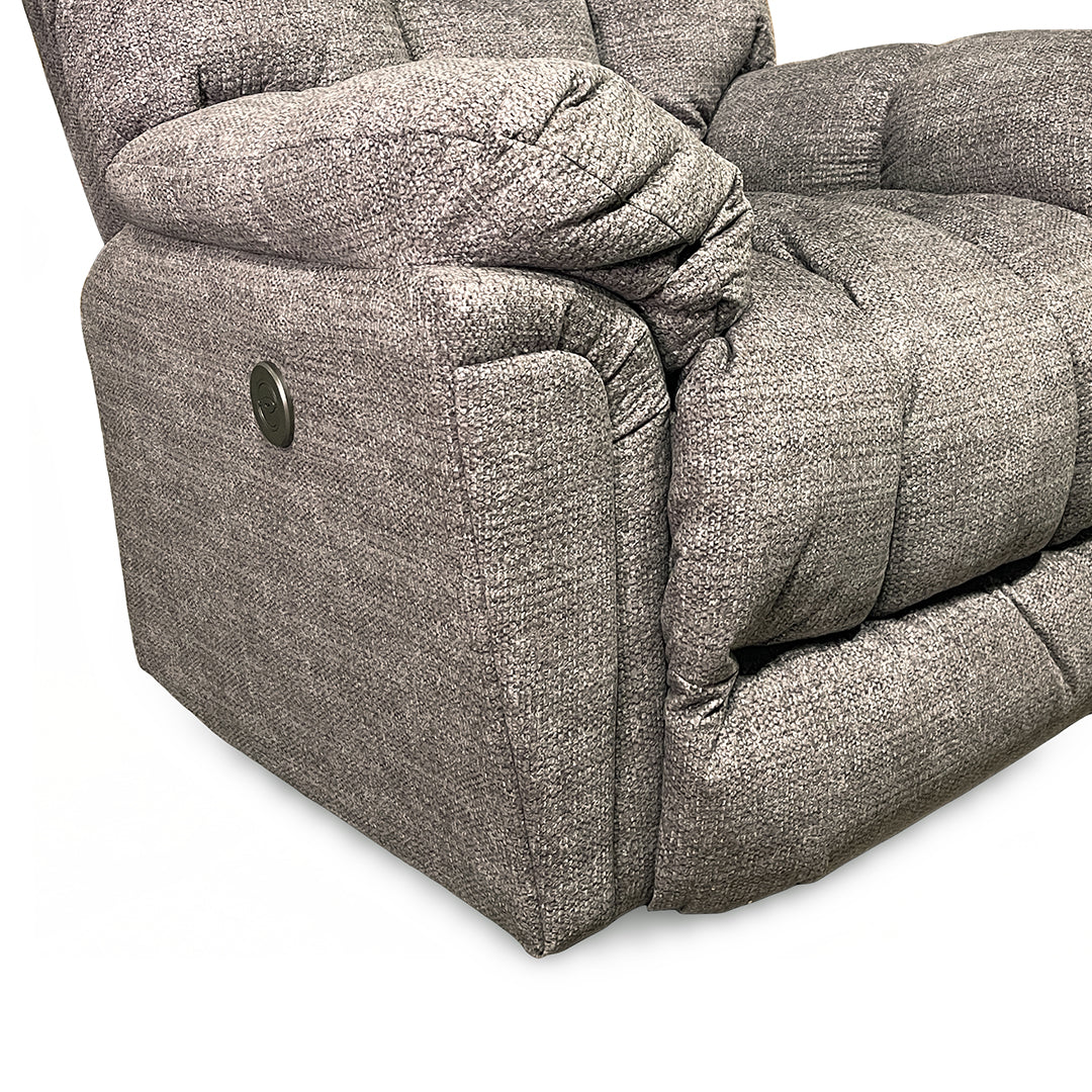 Lucas Power Rocker Recliner from Best Home Furnishings in Gray Polyester with Power Recline, Power Recline, Made in USA - Reclined position