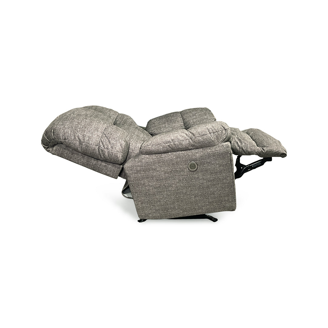 Lucas Power Rocker Recliner from Best Home Furnishings in Gray Polyester, Made in USA - Reclined position