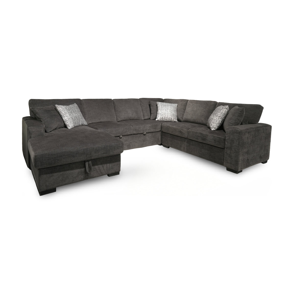 Lucy pop up sectional with left side storage chaise by Holland House in dark fabric upholstery