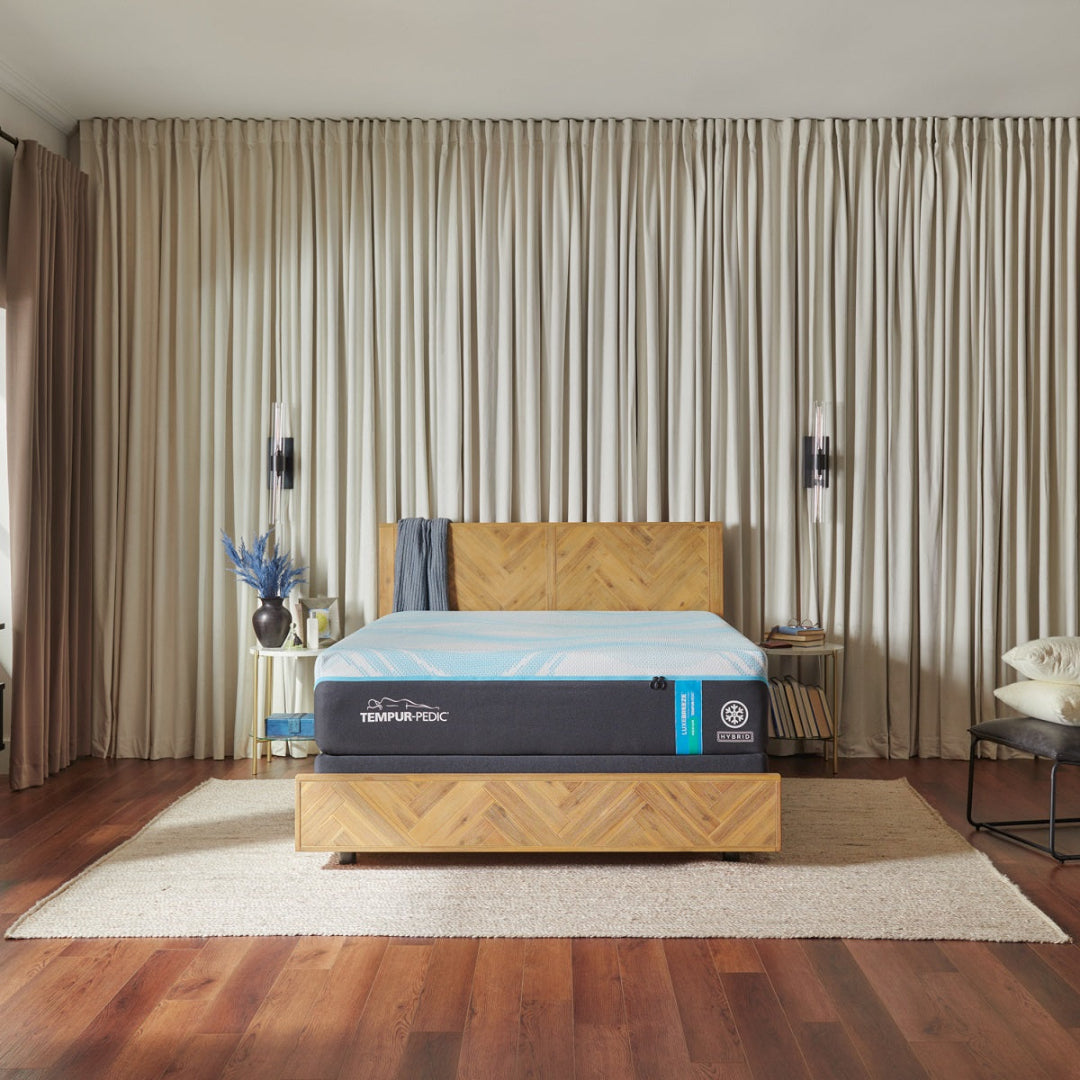 Medium LuxeBreeze® Hybrid 2.0 Mattress from Tempur-Pedic in Queen with Cooling, Made in USA - Lifestyle view