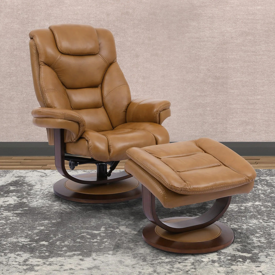 Sillón reclinable giratorio manual Oslo con otomana