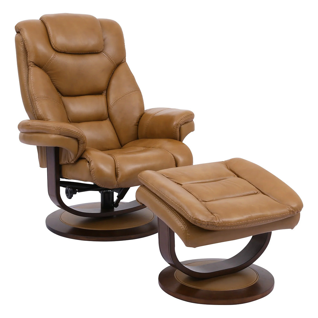 Sillón reclinable giratorio manual Oslo con otomana