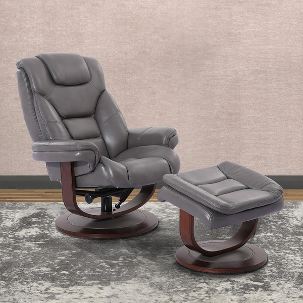 Sillón reclinable giratorio manual Oslo con otomana