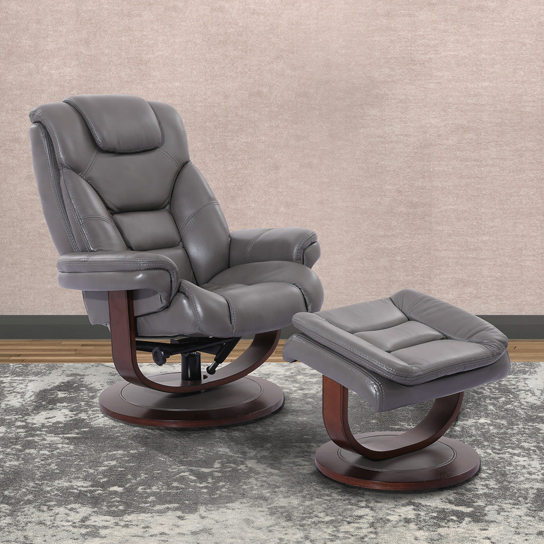 Sillón reclinable giratorio manual Oslo con otomana