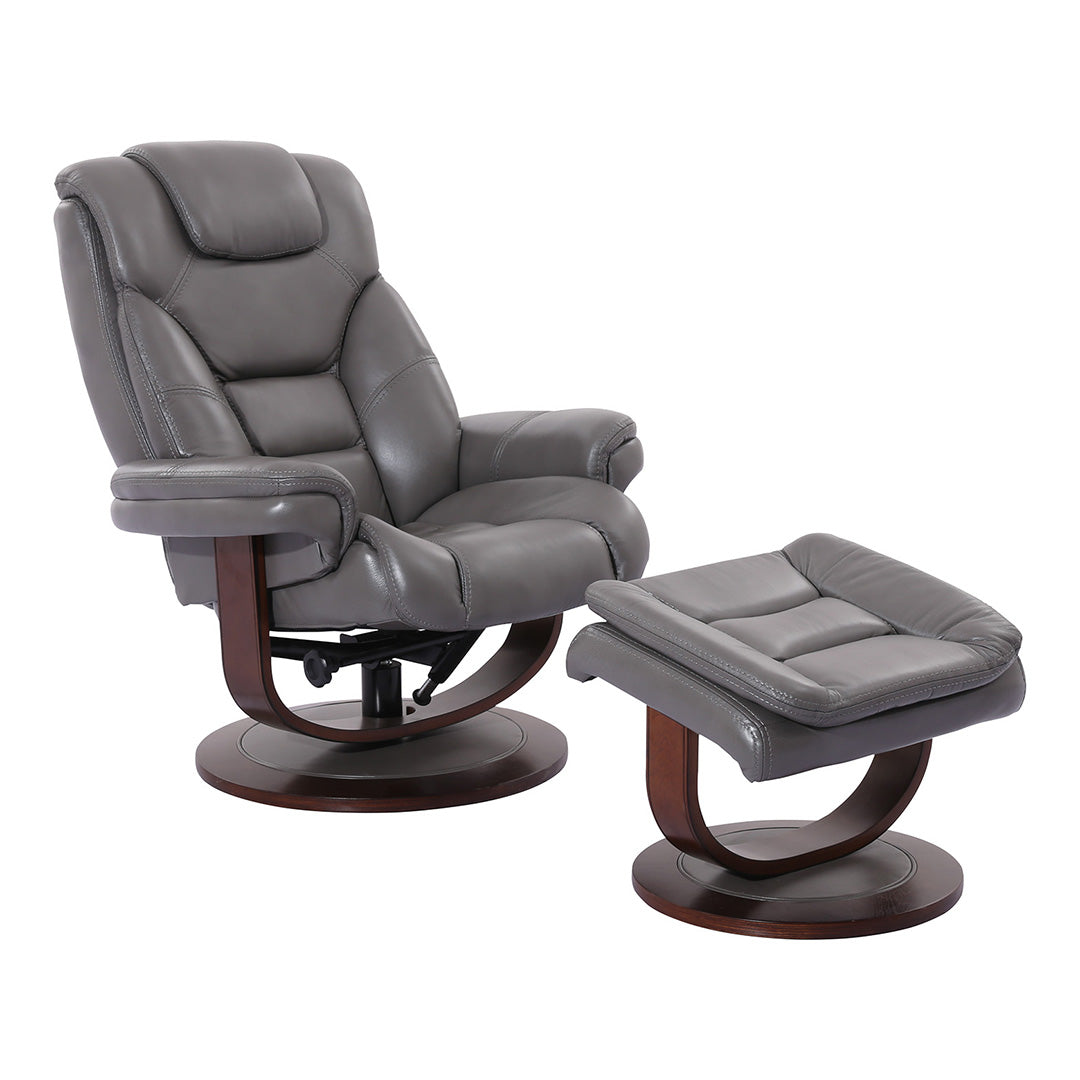 Sillón reclinable giratorio manual Oslo con otomana