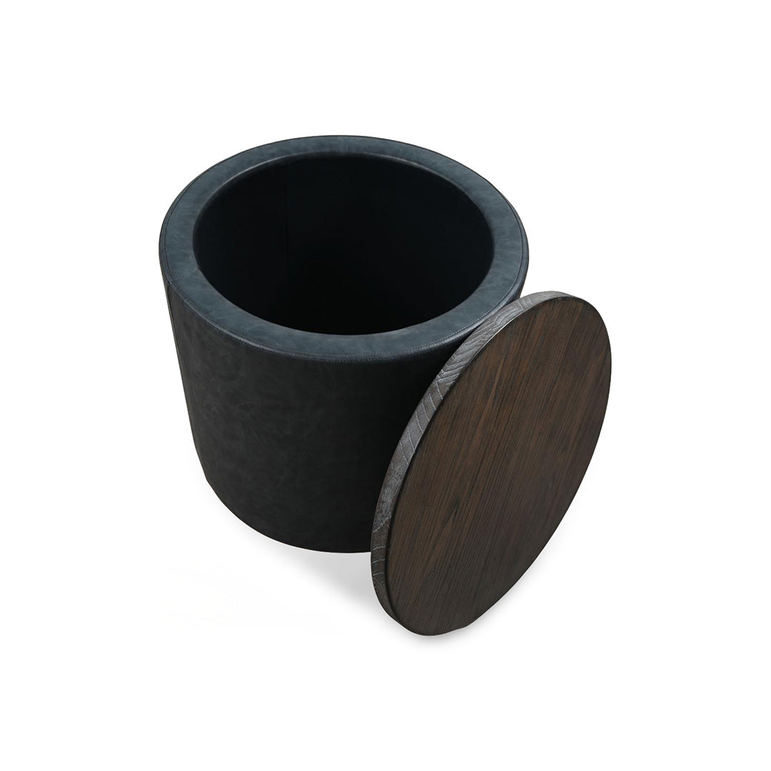 Malibu Round Storage Ottoman from Sunny Designs, Inc. in Brown Veneer with Storage, Storage - Storage feature