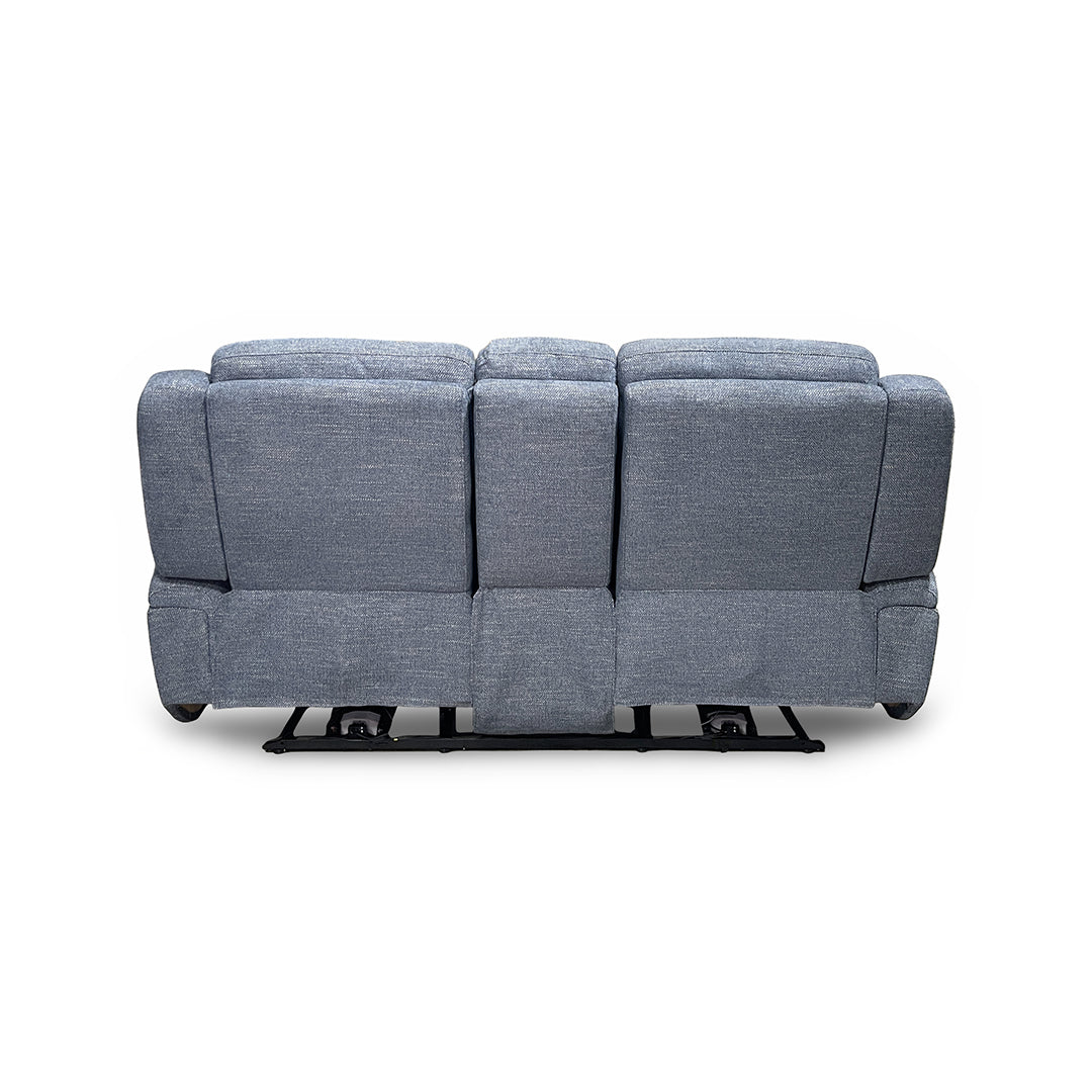 Merritt Power Reclining Loveseat with Console from Kuka Home in Blue Fabric - Reclined position