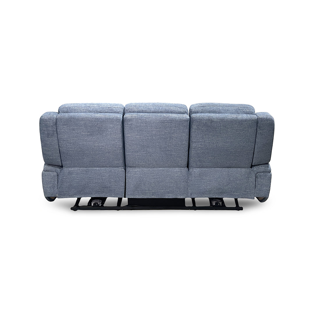 Merritt Power Reclining Sofa from Kuka Home in Blue Fabric - Reclined position