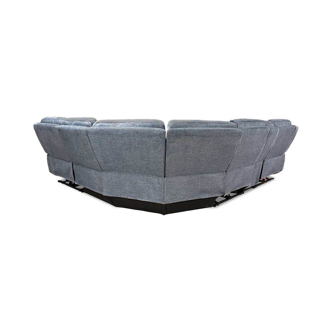 Merritt Power Reclining Sectional (6-Piece) from Kuka Home in Blue Fabric - Blue finish