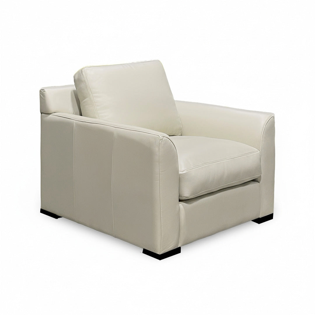 Montreal Leather Chair and Ottoman from GTR Leather in Beige - Leather detail