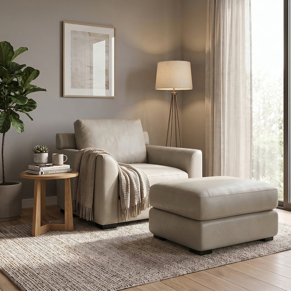 Montreal Leather Chair from GTR Leather in Beige - Alternate angle