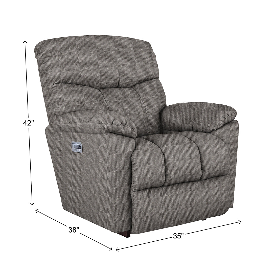 Morrison Power Rocker Recliner from La-Z-Boy Incorporated in Gray with Power Headrest, Power Recline, Made in USA - Reclined position