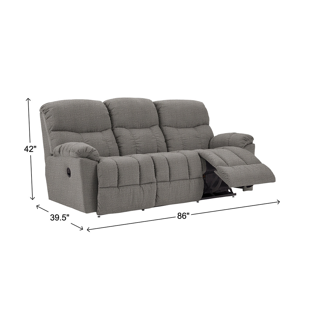 Morrison Reclining Sofa from La-Z-Boy Incorporated in Gray with Manual Recline, Made in USA - Reclined position