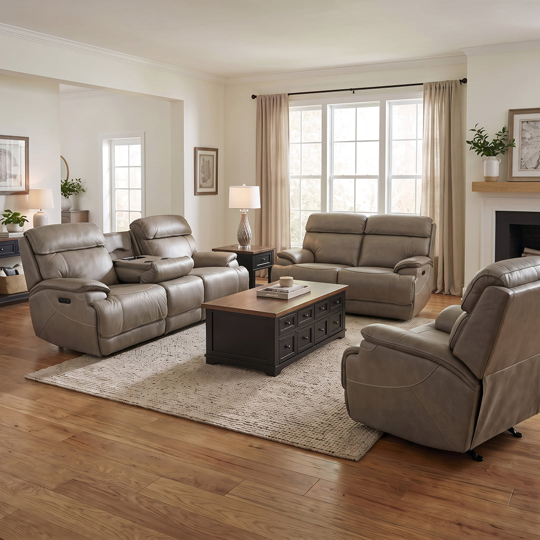 Naples Leather Zero-G Reclining Loveseat from Cheers in Beige with Power Recline, USB Port - Additional view 13