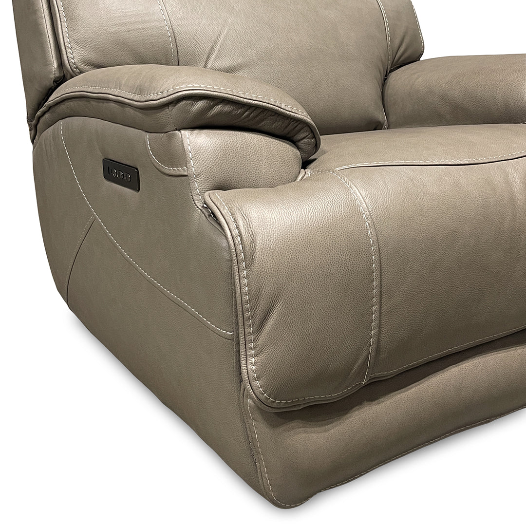 Naples Leather Zero-G Power Recliner from Cheers in Beige with USB Port, Zero Gravity - Reclined position