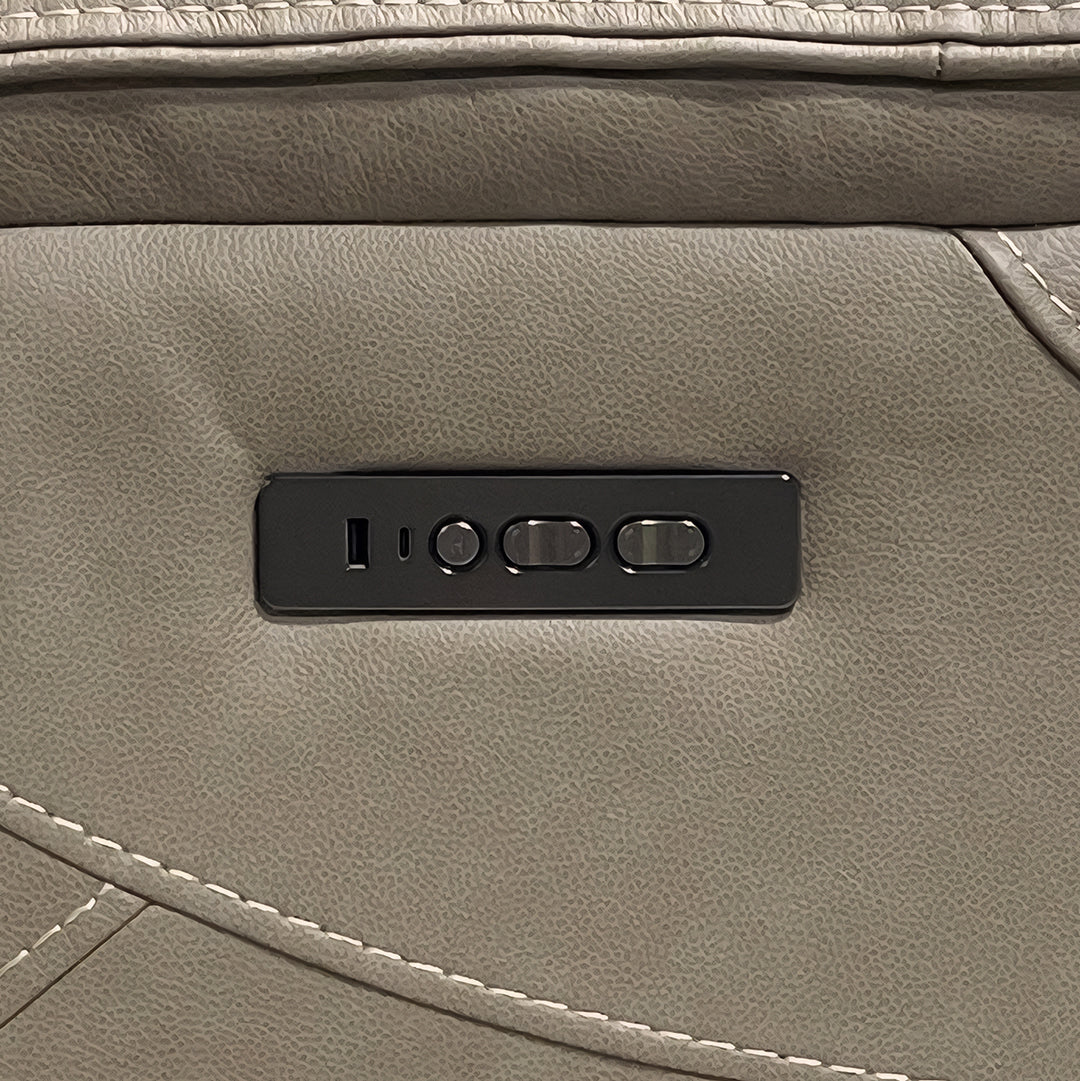 Naples Leather Zero-G Reclining Loveseat from Cheers in Beige - Reclined position