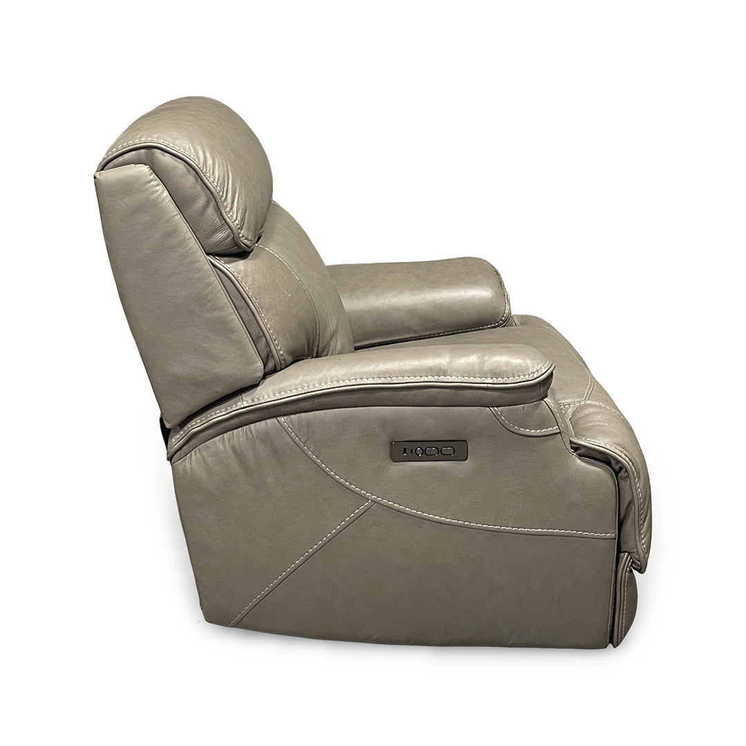 Naples Leather Zero-G Power Recliner from Cheers in Beige with USB Port, Zero Gravity - Reclined position