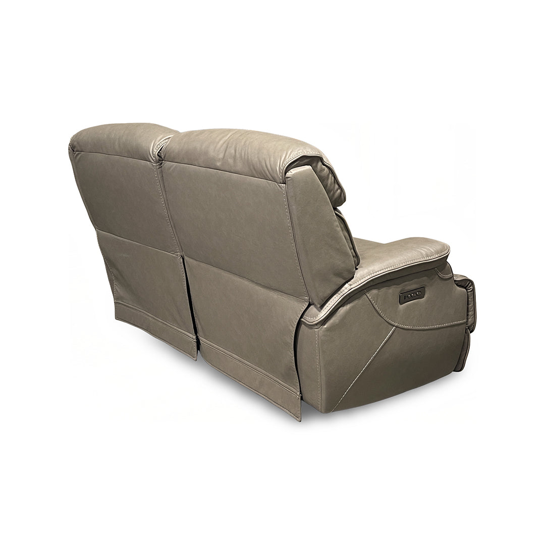 Naples Leather Zero-G Reclining Loveseat from Cheers in Beige with Power Recline, USB Port - Reclined position