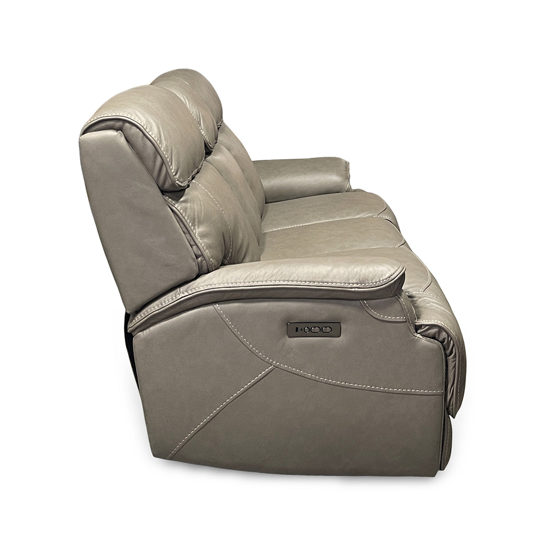 Naples Leather Zero-G Power Reclining Sofa from Cheers in Beige - Reclined position