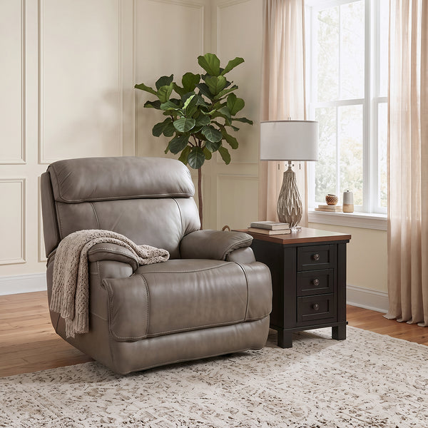 Naples Leather Zero-G Power Recliner from Cheers in Beige - Reclined position