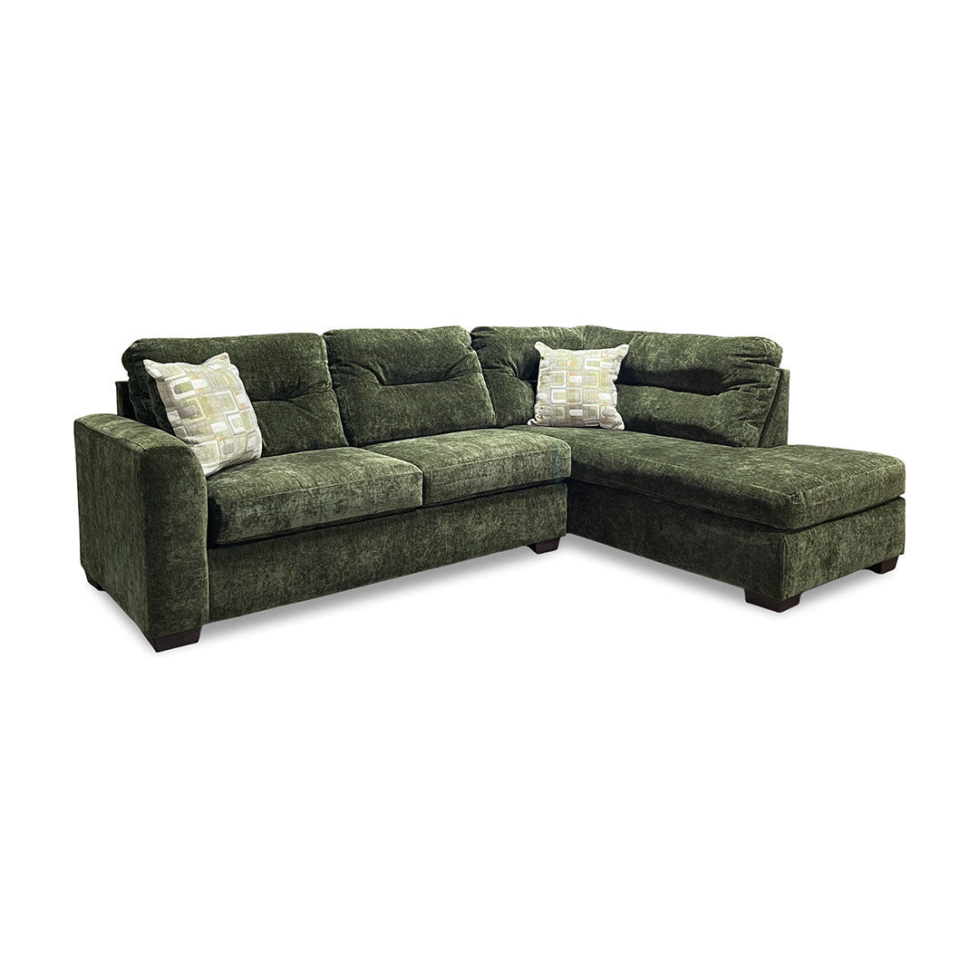 Olivia Sectional (2-Piece) from Peak Living in Green Polyester with Accent Pillows, Reversible Cushions - Additional view 13