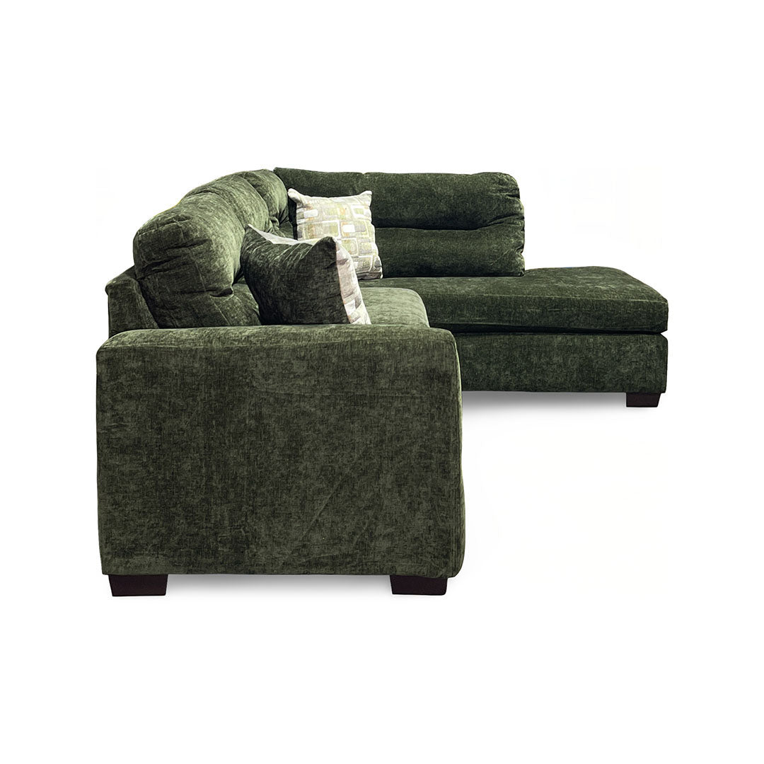 Olivia Sectional (2-Piece) from Peak Living in Green Polyester with Accent Pillows, Reversible Cushions - Additional view 16
