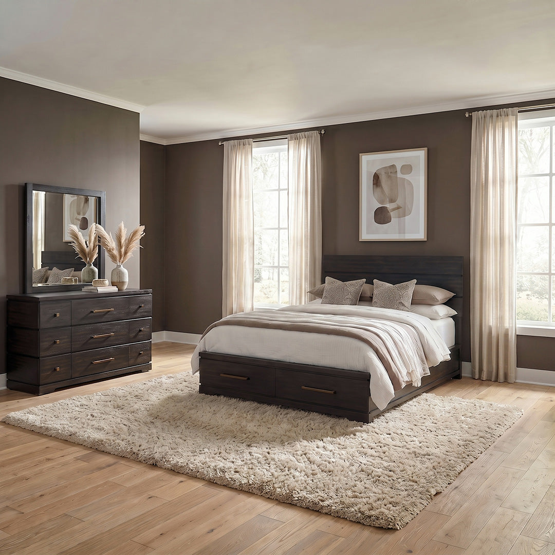 Pacific Heights Storage Bedroom Group from Napa Furniture Designs in Queen Black Solid Wood - Storage feature