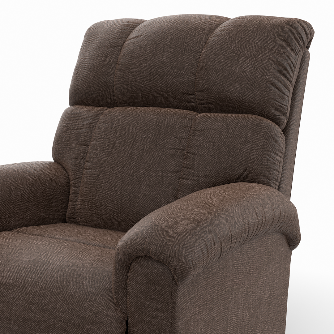 Norton rocker recliner in brown, three-quarter front view