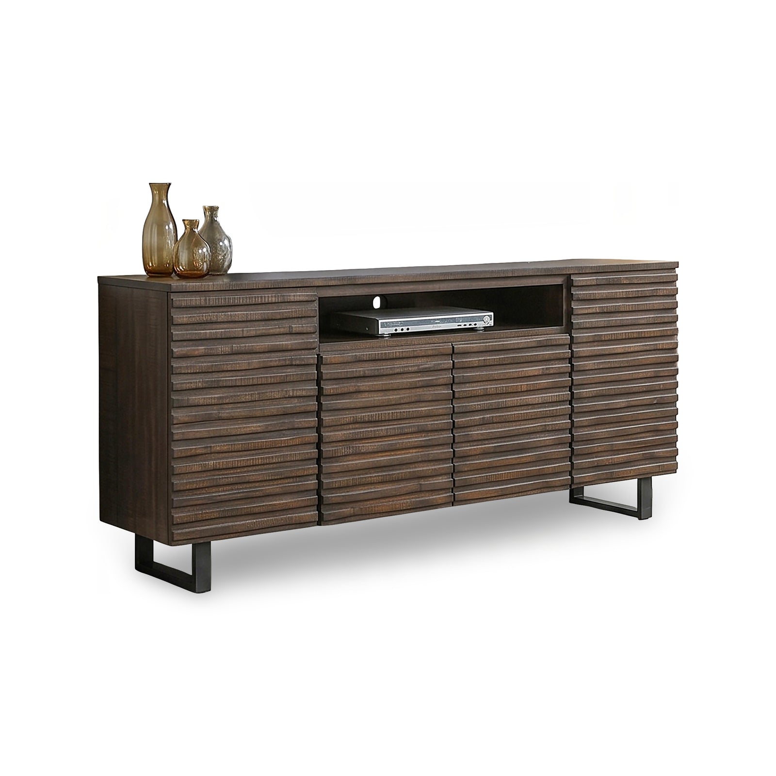 Parker Media Console from Sunny Designs, Inc. in Brown with Wire Management - Console feature