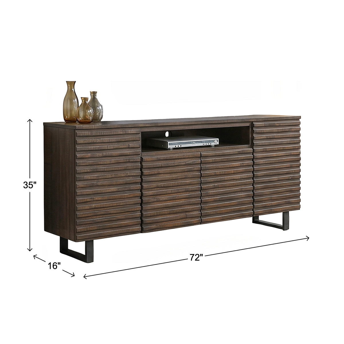 Parker Media Console from Sunny Designs, Inc. in Brown with Wire Management - Console feature